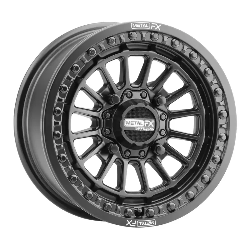 Metal FX Delta Beadlock 15X7 4X156 +25 Satin Black Wheels