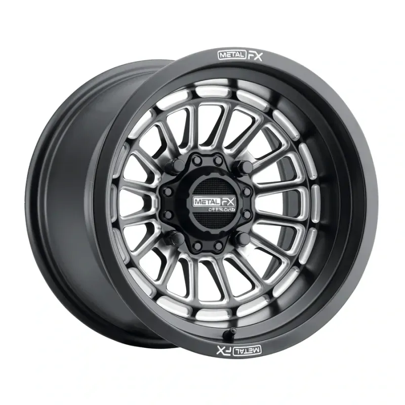 Metal FX Delta Non-Beadlock 15X7 4X156 +25 Satin Black Contrast Cut Wheels