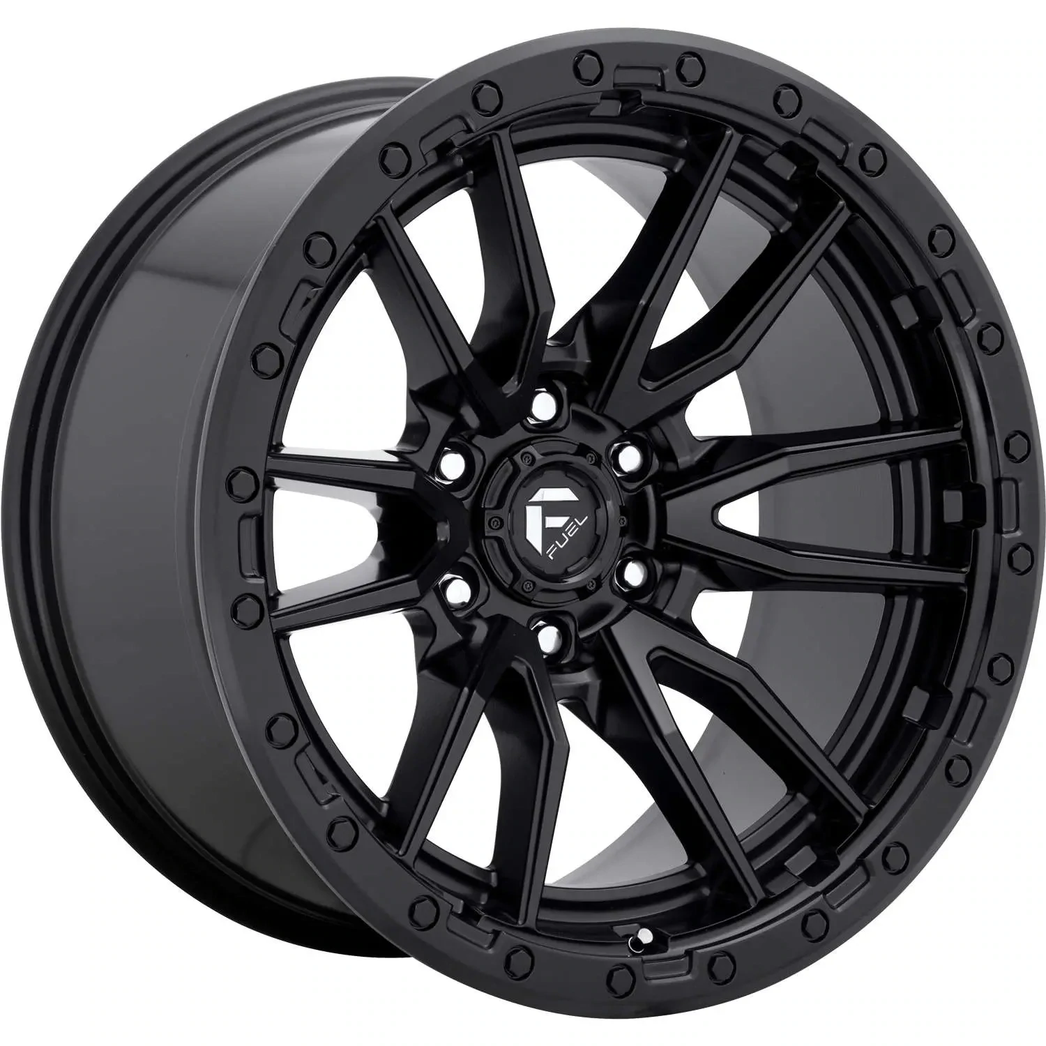 4-Fuel Rebel 20x10 6X139.7 6x5.5 -18mm Matte Black with a Simulated Beadlock Wheels