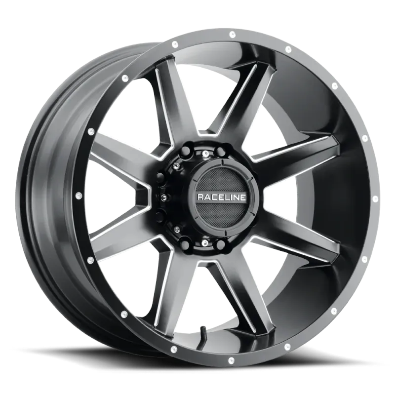 4-Raceline Stryker 22X12 8x165.1 -44mm Satin Black Milled Wheels