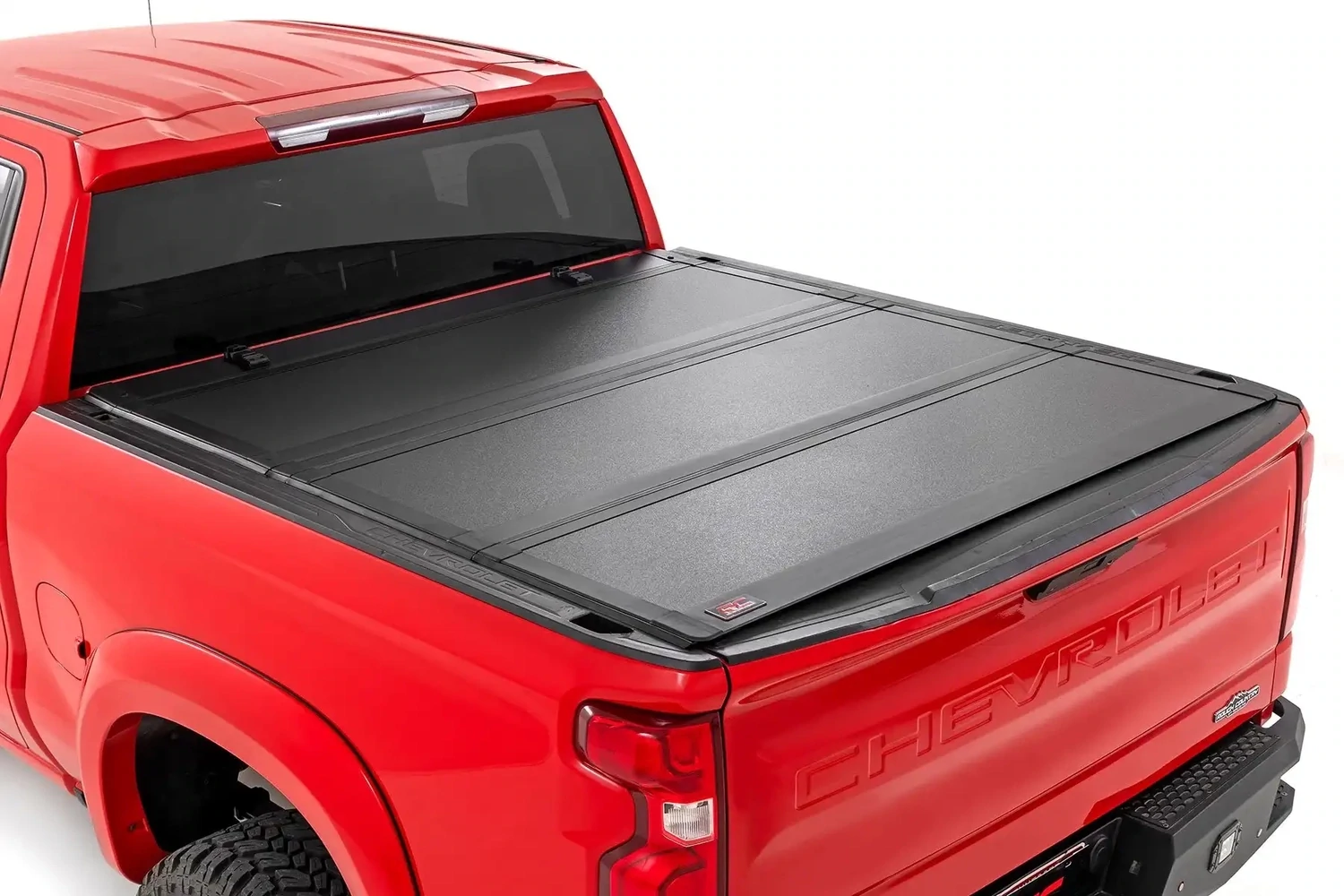 Rough Country Hard Tri-Fold Flip Up Bed Cover 5'10 Rough Country Hard Tri-Fold Flip Up Bed Cover 5'10" Bed For 19-25 Chevy/GMC 1500