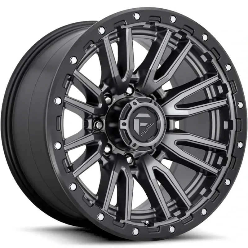 4-Fuel Rebel D680 20x10 8X6.5  -18mm Matte Gunmetal Gray W/Black Simulated Beadlock Wheels