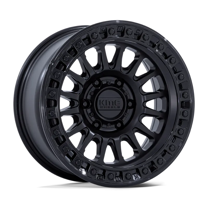 KMC KM552 17x8.5 6X5.5 6X139.7  -10 Matte Black Gloss Black Lip Wheels