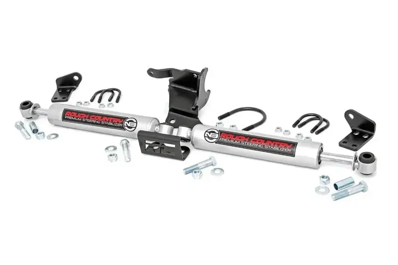 Rough Country N3 Steering Stabilizer Dual 2.5-8 Inch Lift 18-25 Jeep Gladiator JT/Wrangler JL