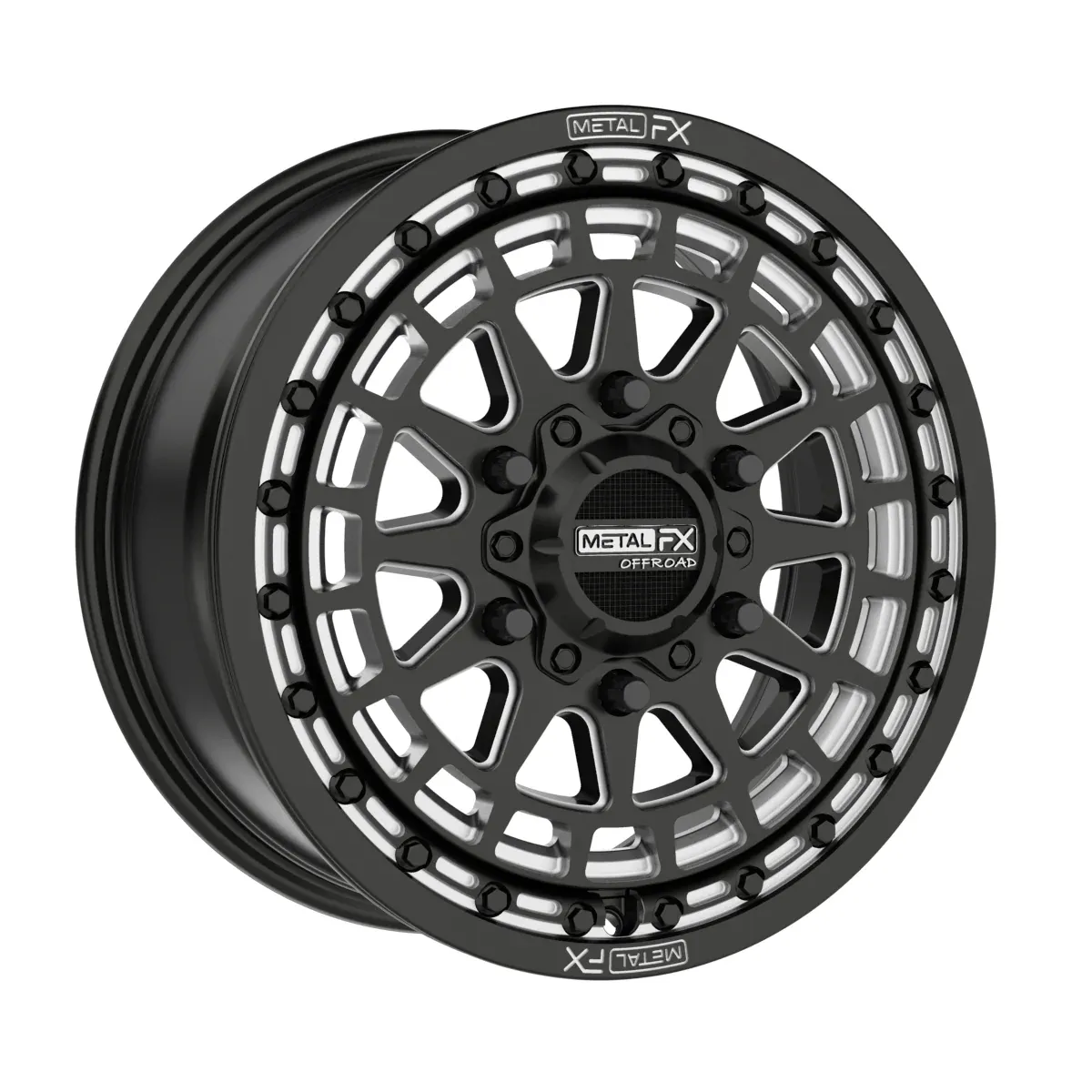 Metal FX Outlaw 6R Beadlock 15x7 6x139.7 +61mm Satin Black/Contrast Cut Wheels (Limited Time Sale)