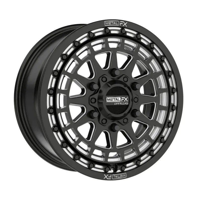 Metal FX Outlaw 6R Beadlock 15x7 6x139.7 +61mm Satin Black/Contrast Cut Wheels (Limited Time Sale)