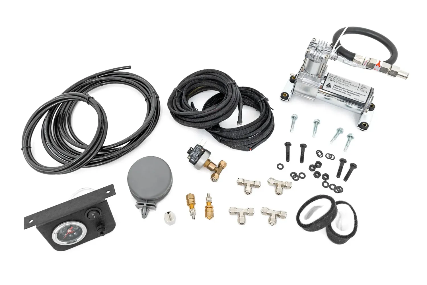 Rough Country Onboard Air Bag Compressor Kit W/Gauge Rough Country Onboard Air Bag Compressor Kit W/Gauge