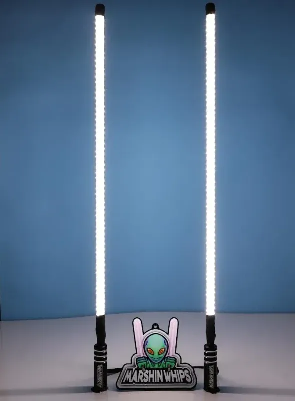 Marshin Whips V2 Black Out - 3FT/White Set of Whips