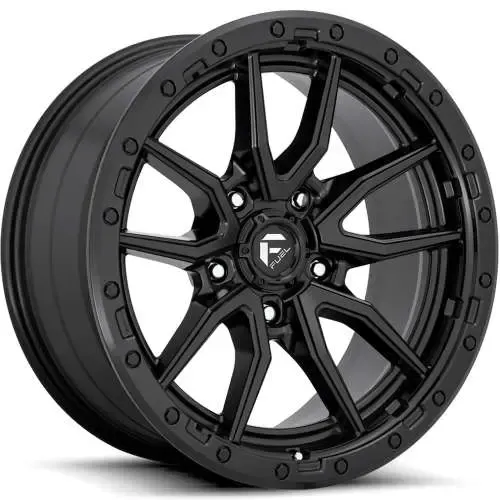 Fuel Rebel 17x9 5X5 5X150 +01 Matte Black with a Simulated Beadlock 4pc Wheels