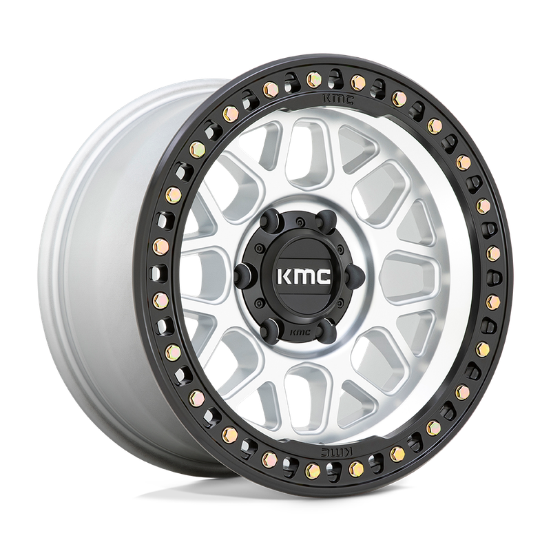 Kmc KM549 GRS 18X8.5 8X170 +0 Machined with Satin Black Simulated Beadlock Wheels