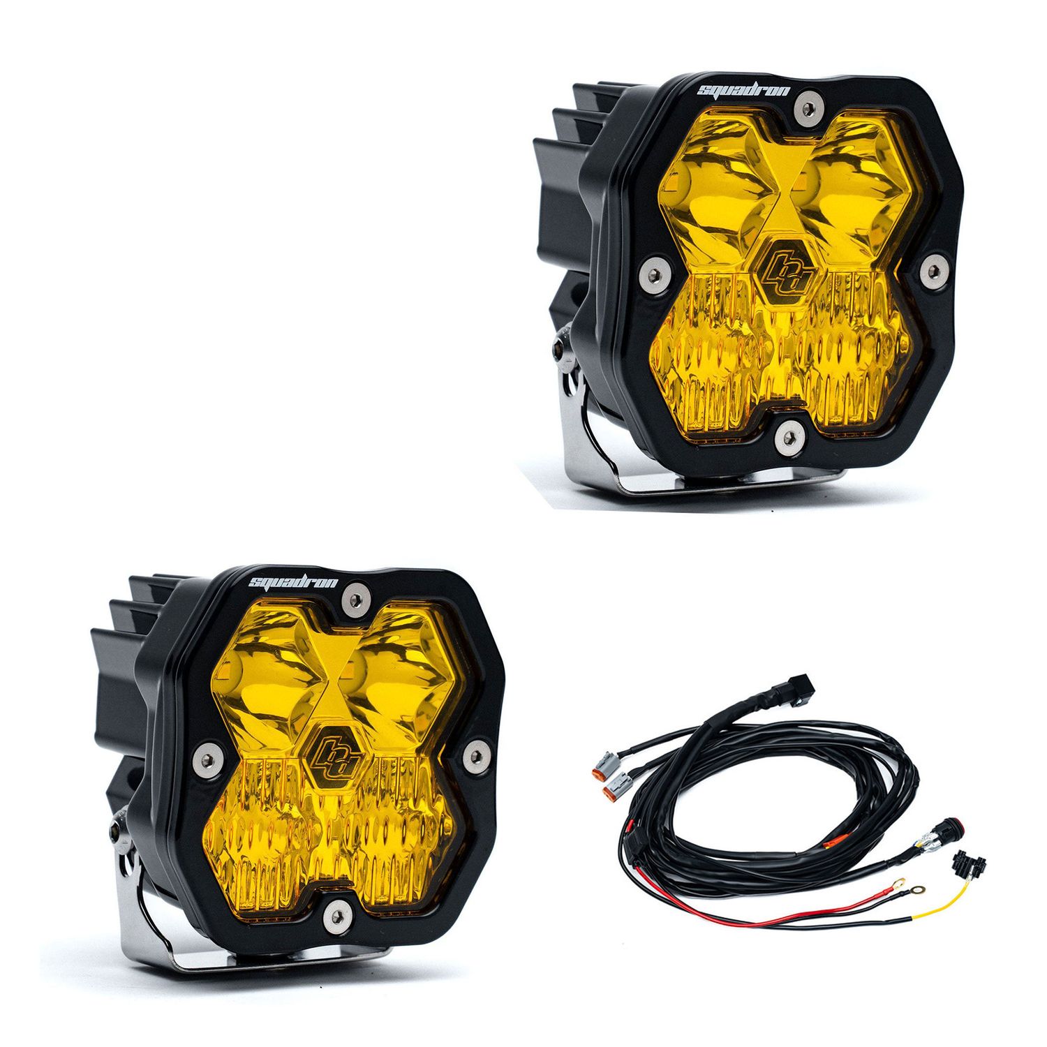 Baja Designs Squadron 2.0 Sport, Black Led Auxiliary Light Pod with Harness (pair)
