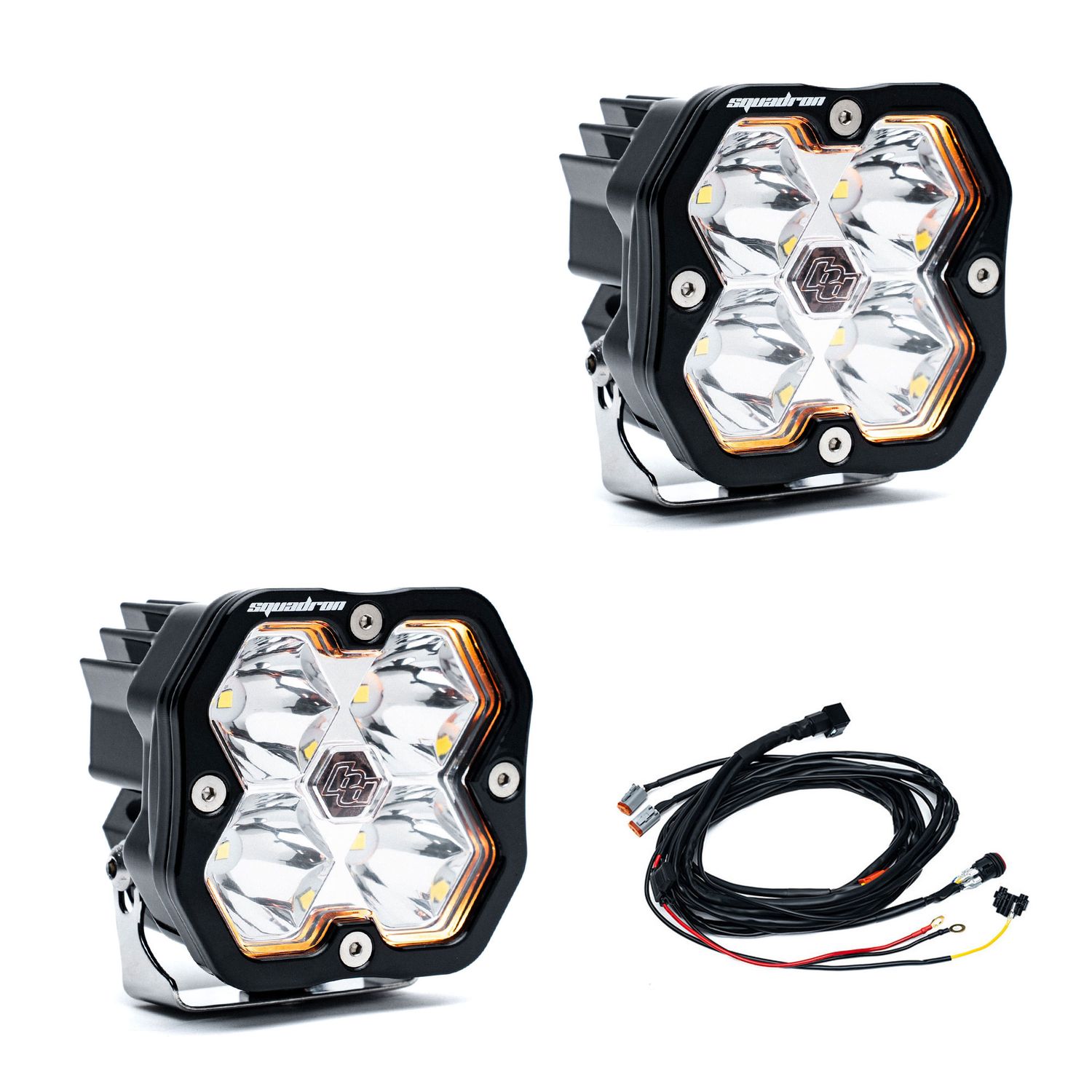 Baja Designs Squadron 2.0 Sport, Black Led Auxiliary Light Pod with Harness (pair)