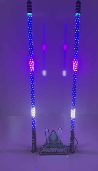 Marshin Whips RGBW Vehicle Lighting System with Brake & Turn Signals (2FT Set)