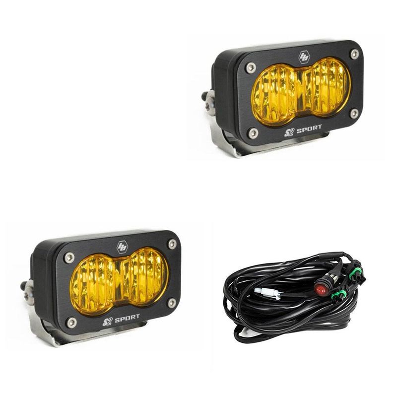 Baja Designs S2 Sport Black LED Auxiliary Wide Cornering LED Amber Light Pod Pair - Universal