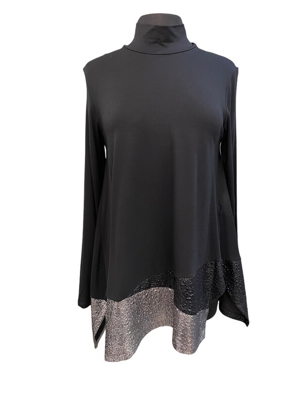 Alembika Black Turtleneck Swingy Top Sparkly Hem Alembika Black Turtleneck Swingy Top Sparkly Hem
