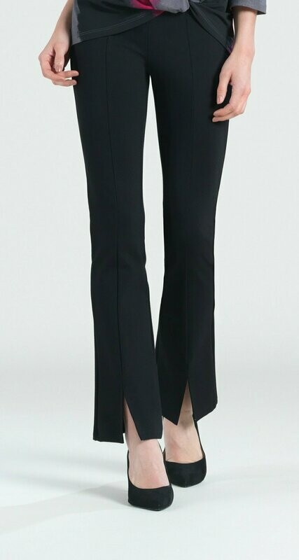 Clara Sun Woo Black Ponte Kick Front Slit Pant Clara Sun Woo Black Ponte Kick Front Slit Pant