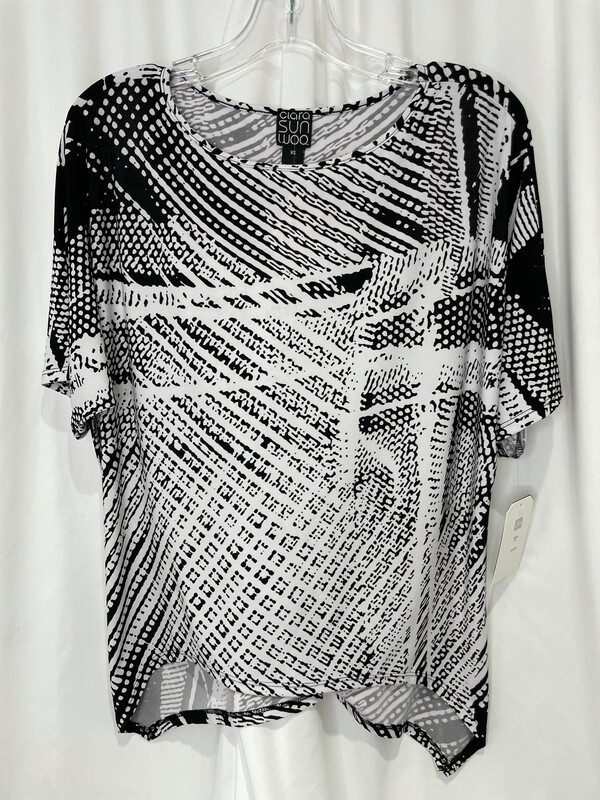 Clara Sun Woo Black White Abstract Print Top Clara Sun Woo Black White Abstract Print Top