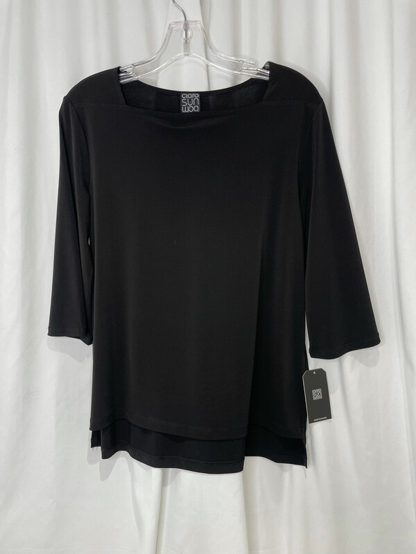 Clara Sun Woo Black Square Neckline Top Clara Sun Woo Black Square Neckline Top
