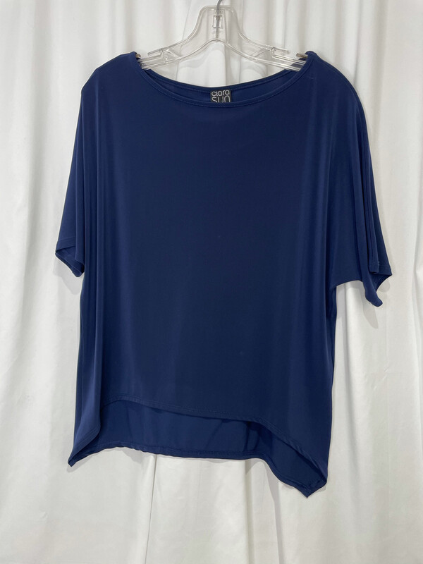 Clara Sun Woo Navy Curved Hem Top Clara Sun Woo Navy Curved Hem Top