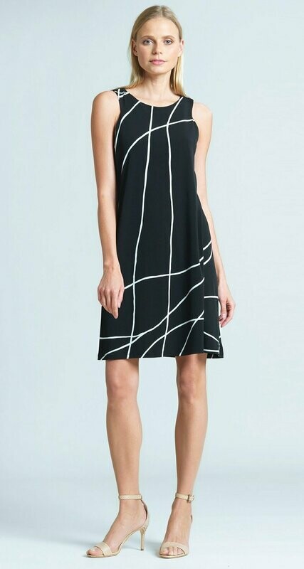 Clara Sun Woo Swirl Print Jewel Neck Swing Dress Clara Sun Woo Swirl Print Jewel Neck Swing Dress