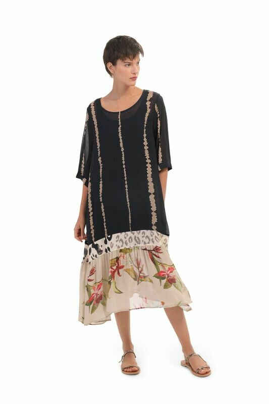 Alembika Tropical Cheetah Print Dropped Hem Dress Alembika Tropical Cheetah Print Dropped Hem Dress