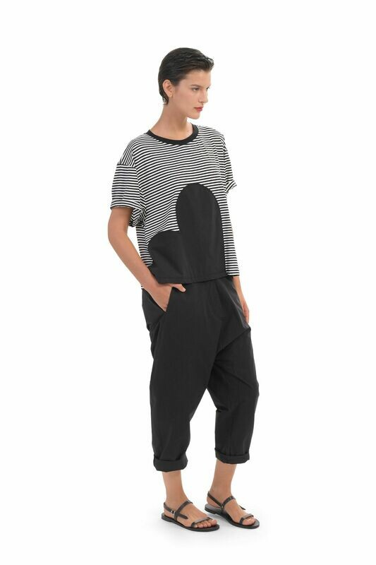 Alembika Jersey Stripe Cropped Applique Tee Alembika Jersey Stripe Cropped Applique Tee