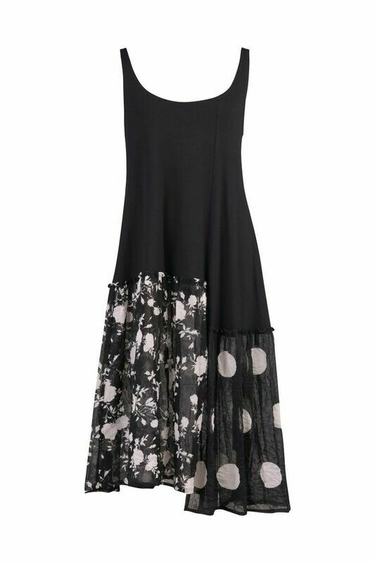 Alembika Jersey Tank Dress with Chiffon Hem Alembika Jersey Tank Dress with Chiffon Hem