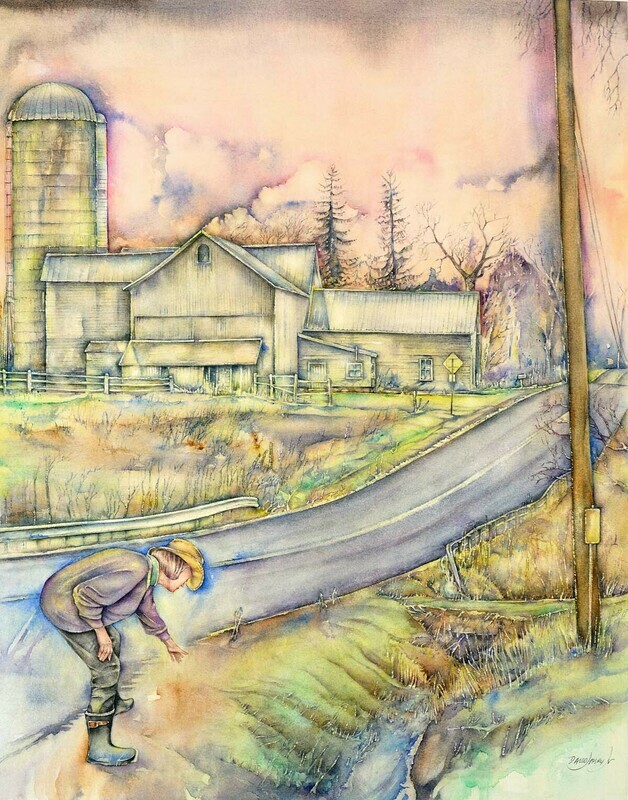 Watercolor Art Giclee' Prints | "Rie and Barn"