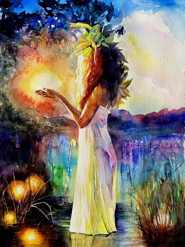 Watercolor Art Giclee' Prints | "River Fairy"