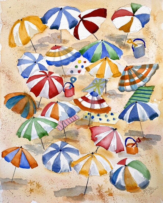 Wall Art Watercolor Prints | "A Day at the Beach"