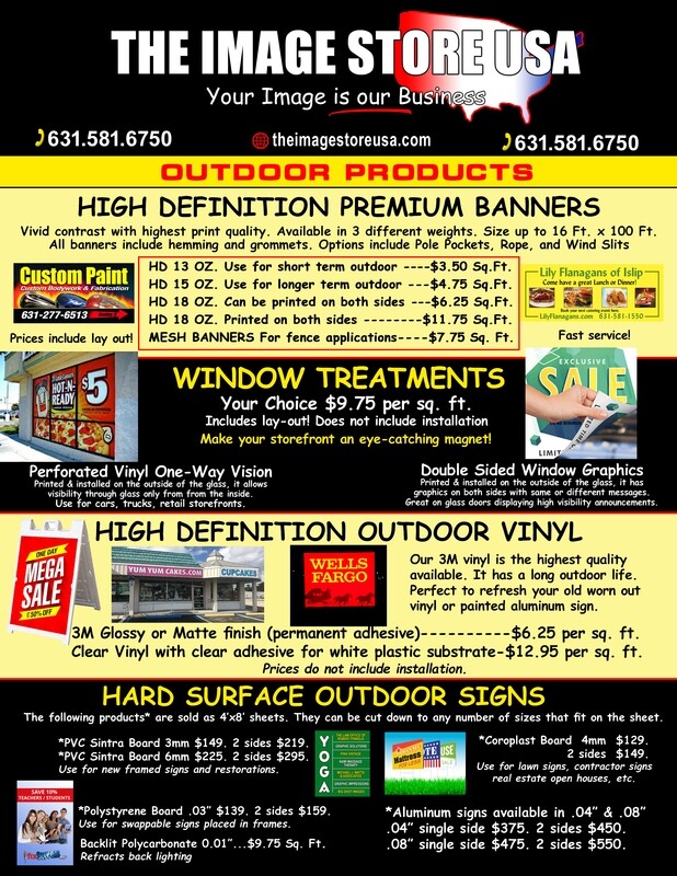 Outdoor Business Products Price List!