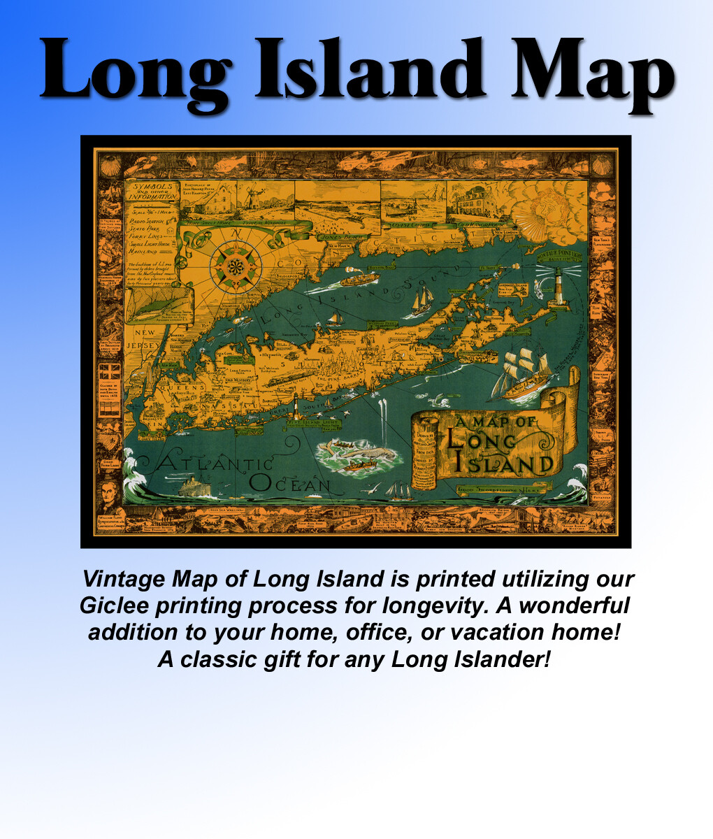 Historic Map of Long Island | Wall Decor | Business Decor