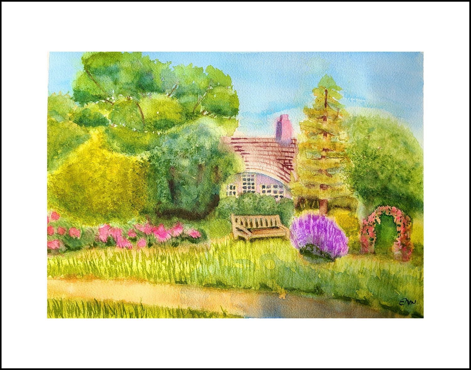 Cottage in the Garden at Planting Fields - Elyn Coyle Watercolor Artist