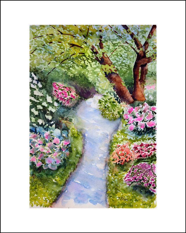 Garden Path at Planting Fields - Paintings of Planting Fields Arboretum