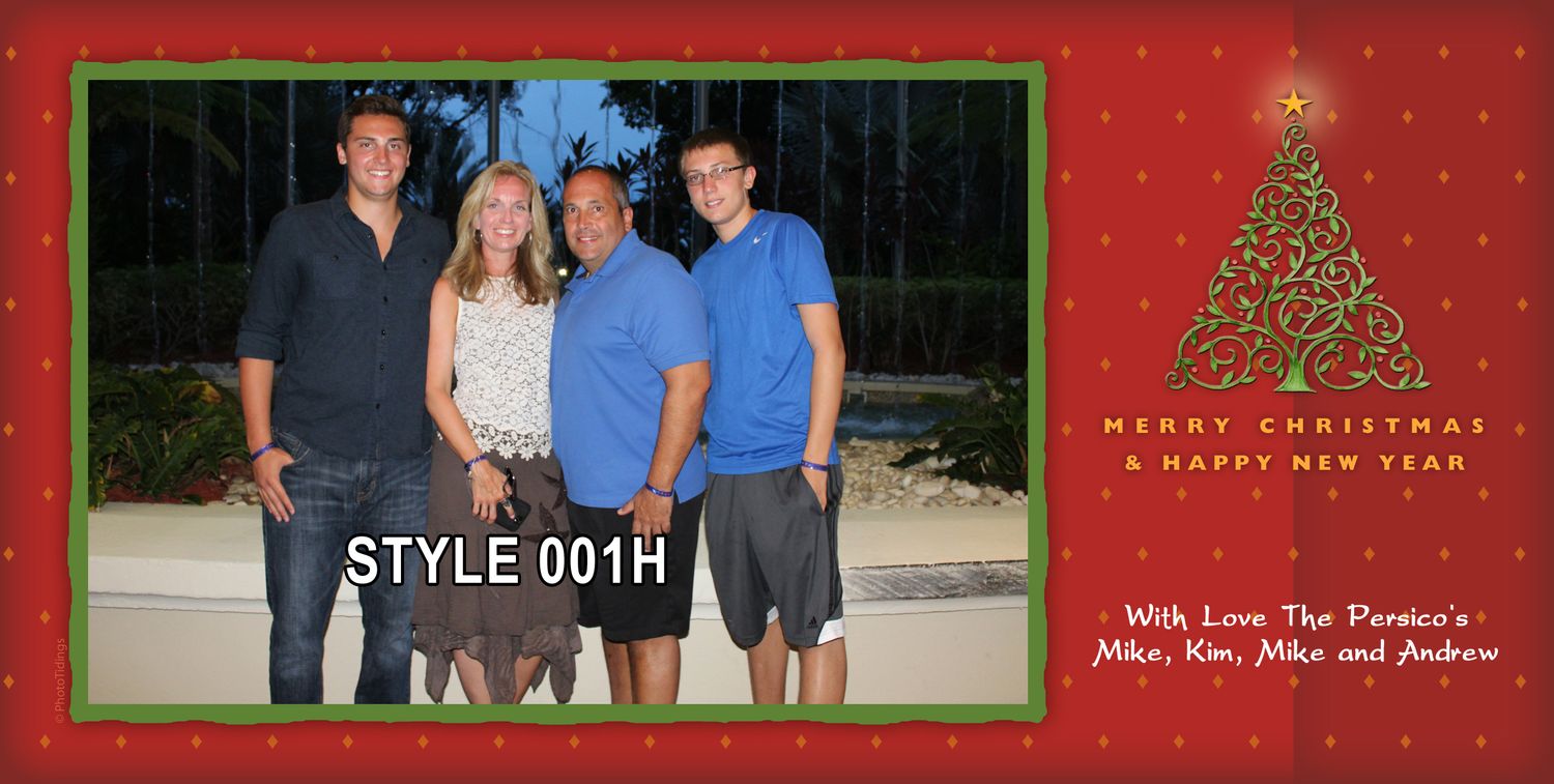 Custom Photo Christmas Cards 4&quot; x 9&quot; - Style - 001H