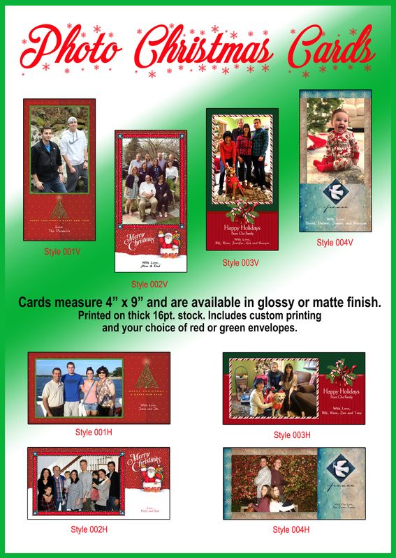 Custom Photo Christmas Cards 4" x 9"