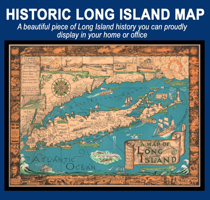 Illustrated 1933 Pictorial Map of Long Island