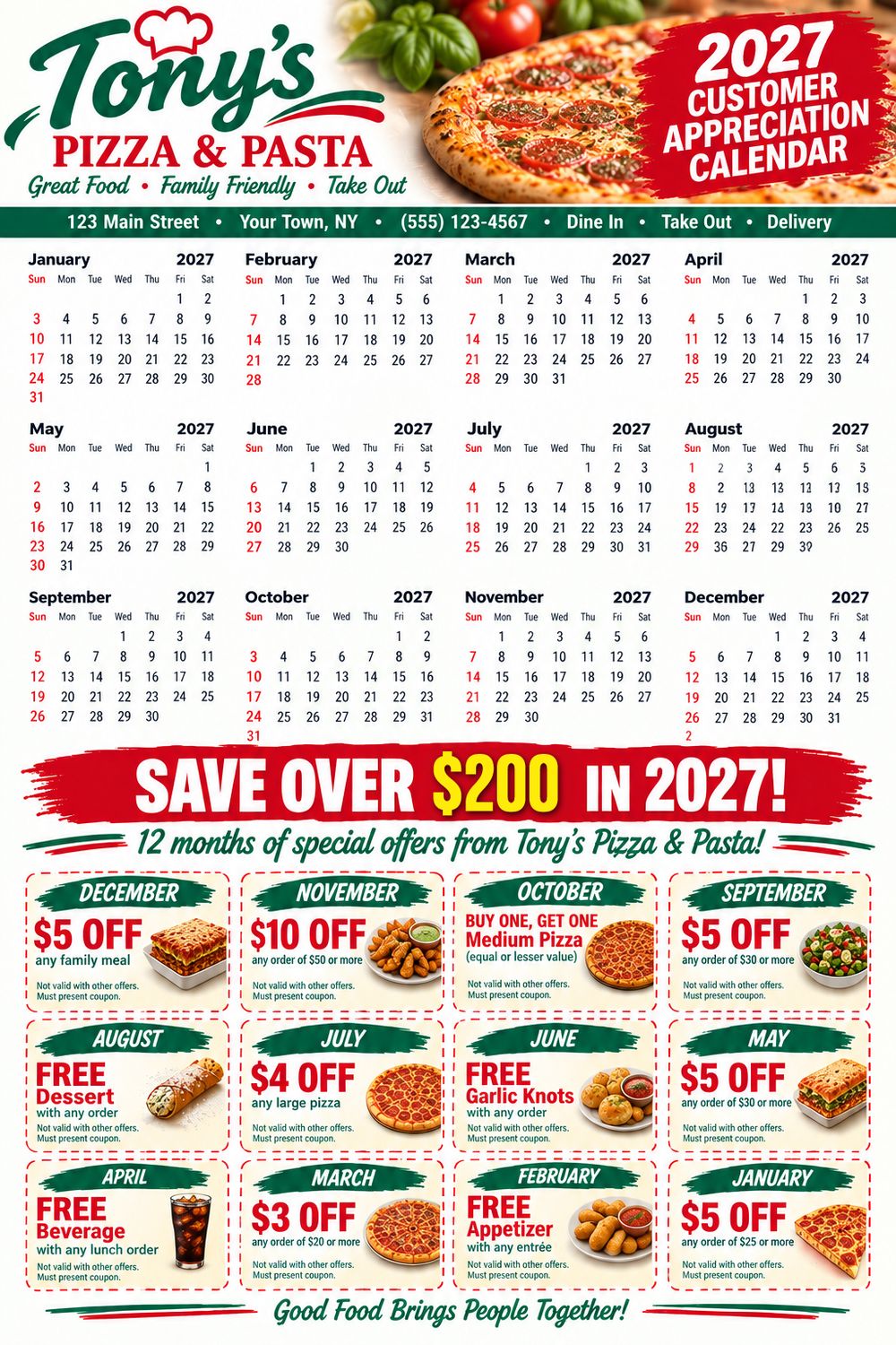 2027 Customer Appreciation Coupon Calendars | 12" X 18" 2027 Customer Appreciation Coupon Calendars | 12" X 18"