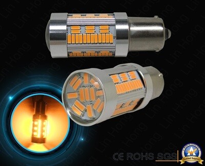 Lampada Led T20 W21W WY21W 7440 Canbus 12V 25W Reale Arancione Per Frecce No Errore 32 Smd 3030