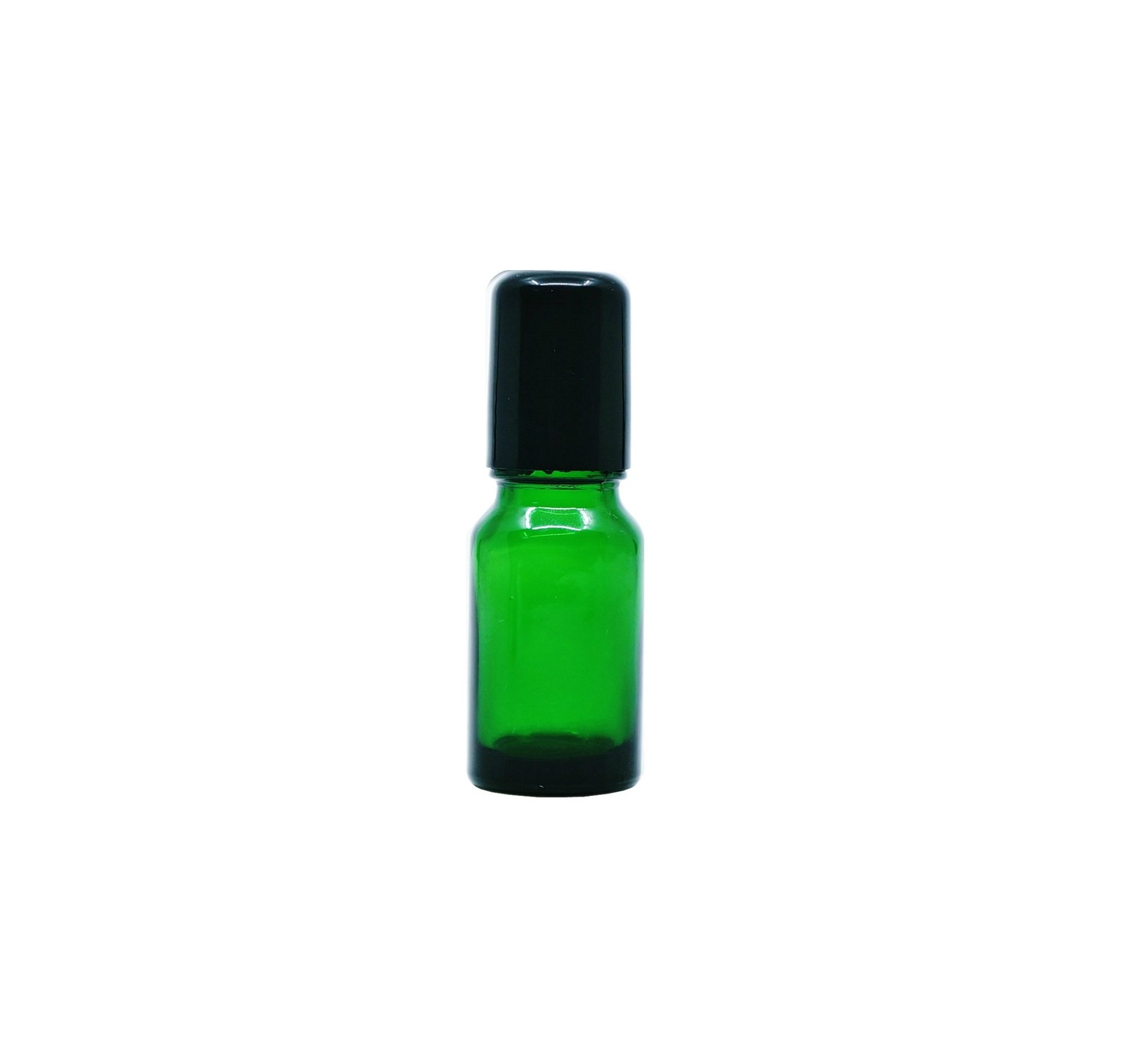 10ml, Glass Green Roll-on Bottle w/ Black Screw Cap