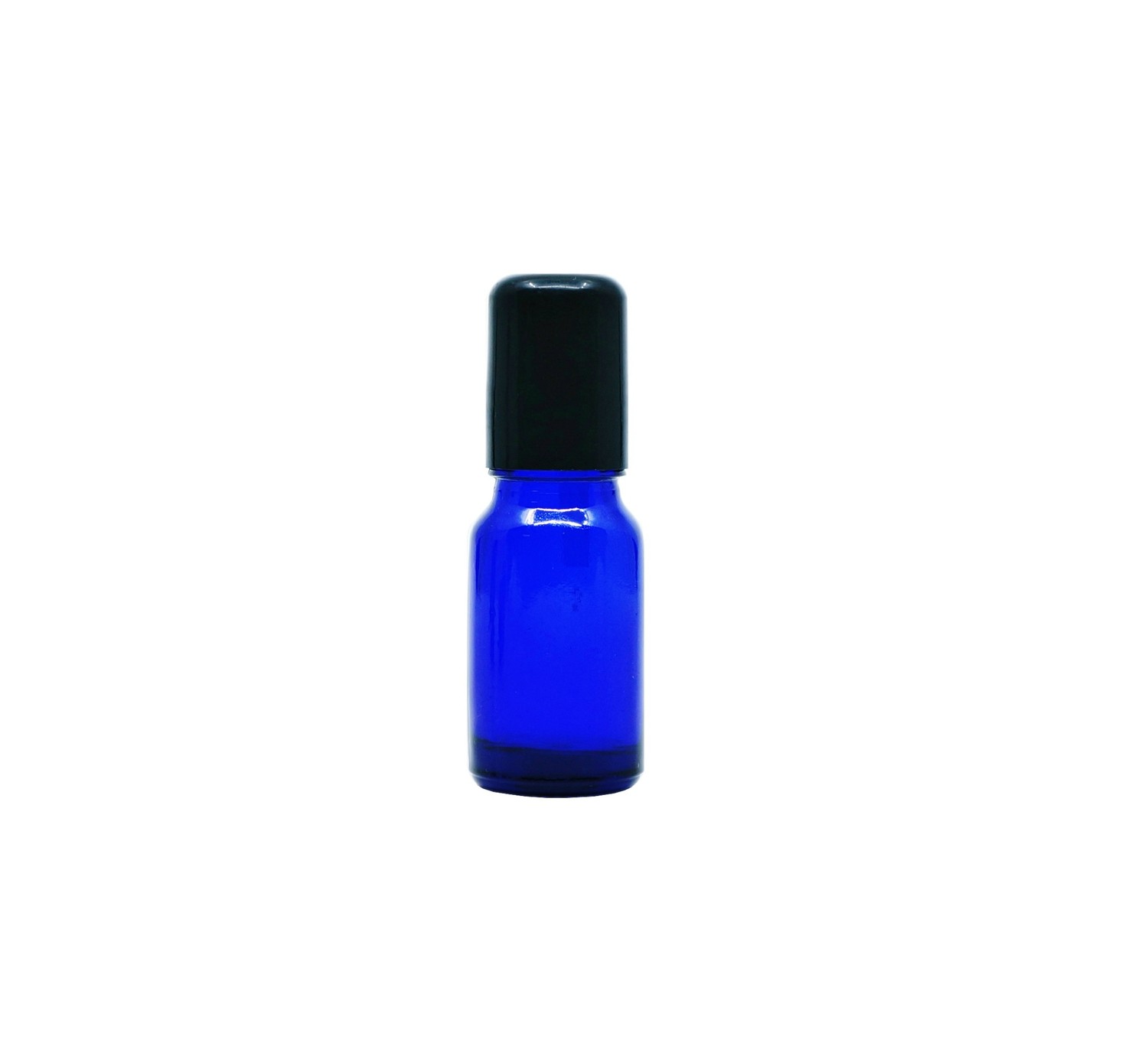 10ml, Glass Cobalt Blue Roll-on Bottle w/ Black Screw Cap