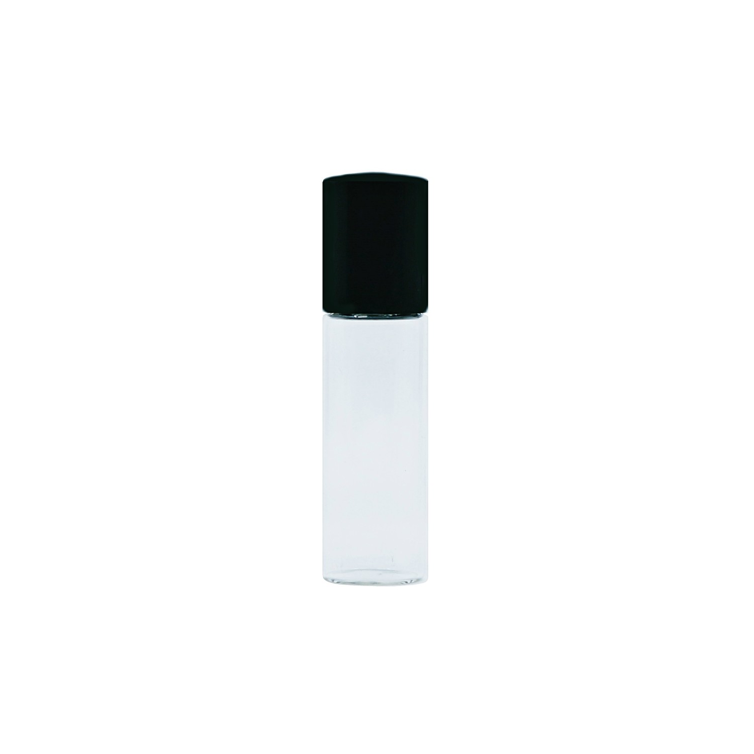 10ml, Thin Clear Roll-on Glass Bottle w/ Black Cap