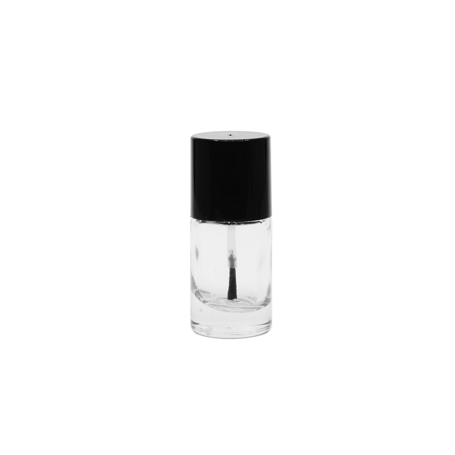 12ml, Clear Round Threaded Bottle w/ Black Cap & Brush