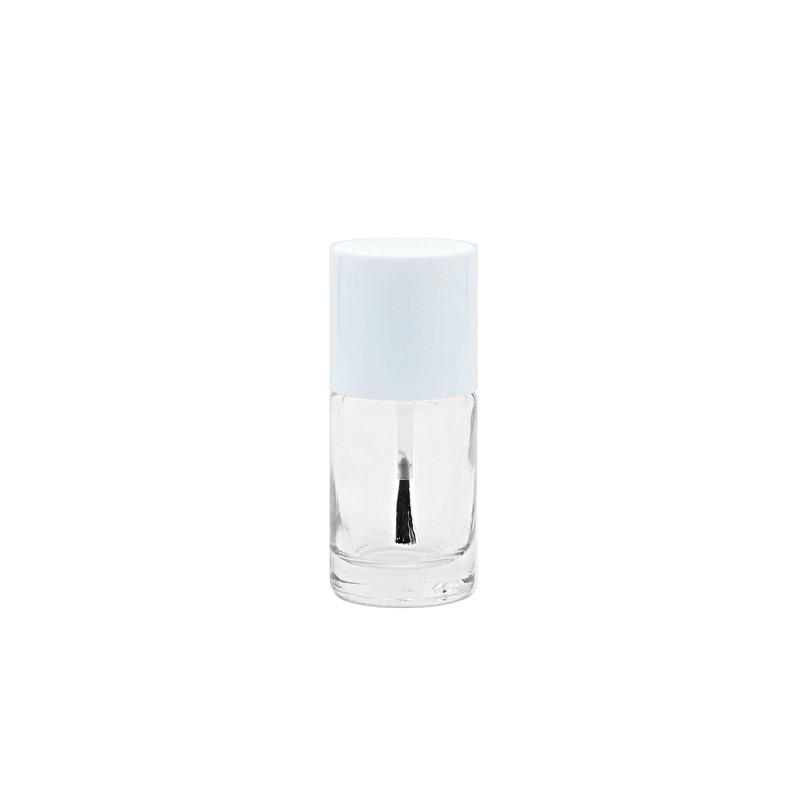 12ml, Clear Round Threaded Bottle w/ White Cap &amp; Brush