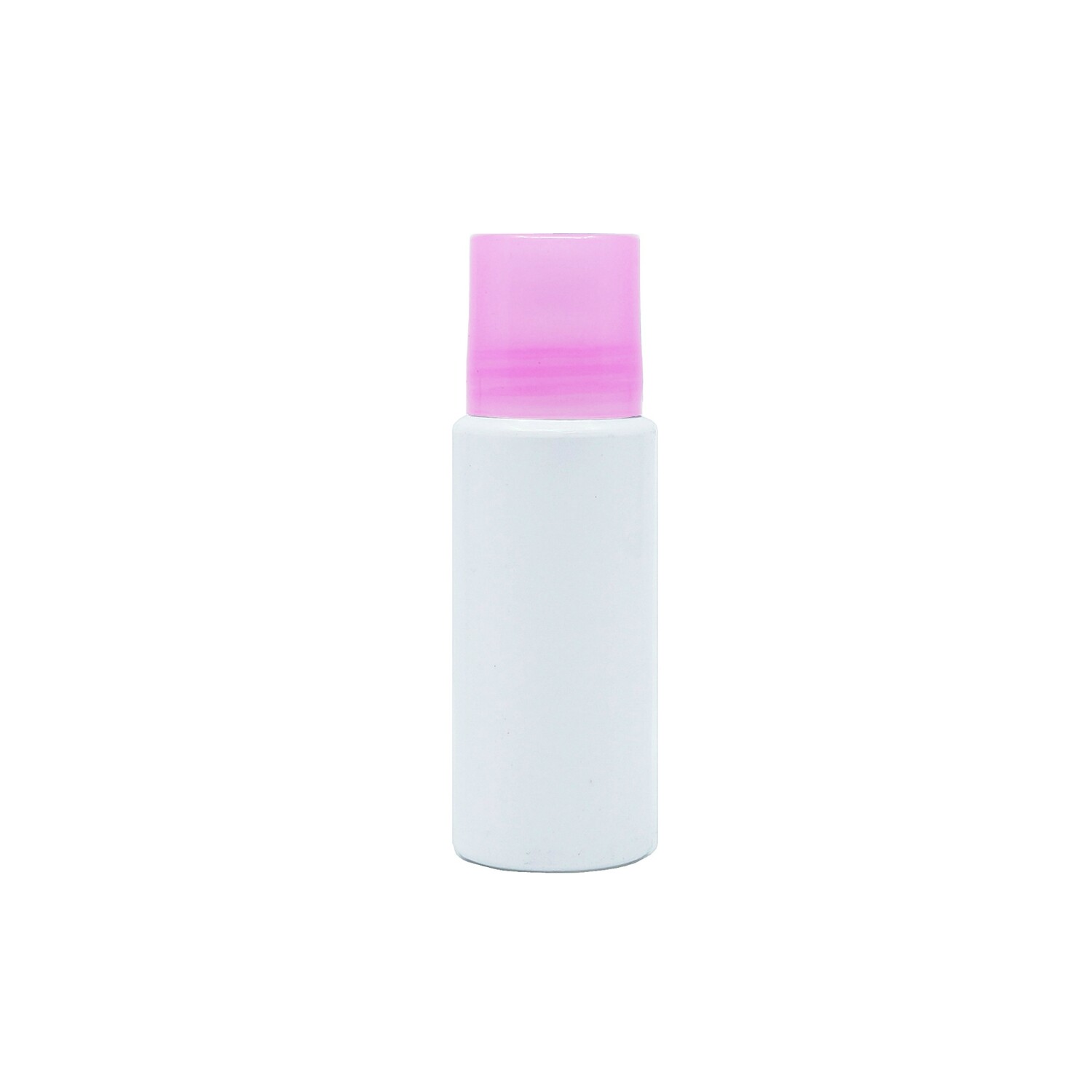 60ml, Plastic Cylindrical Bottle w/ Translucent Pink (Screw Cap)