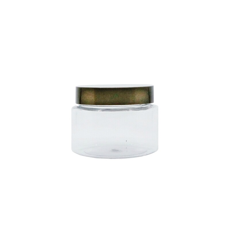 150g, PET, Clear Jar, Gold Screw Cap w/ Foam Liner