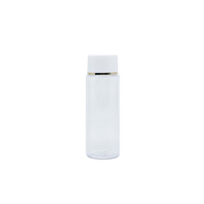 60ml, PET, Clear Bottle, Gold Lining w/ White Cap
