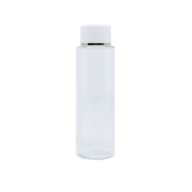 120ml, PET, Clear Bottle, Gold Lining w/ White Cap