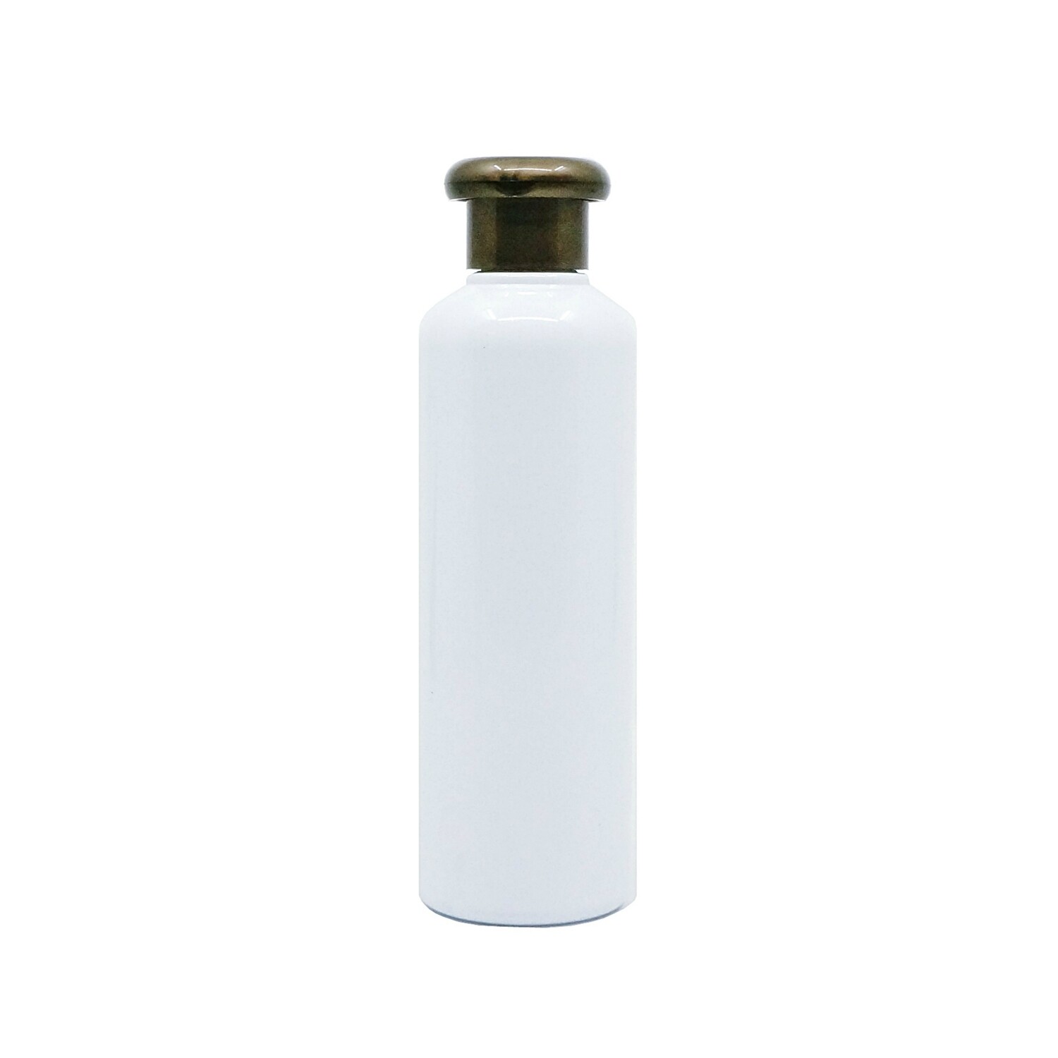 150ml, PET, Boston Bottle Op. White w/ Gold Mushroom Cap