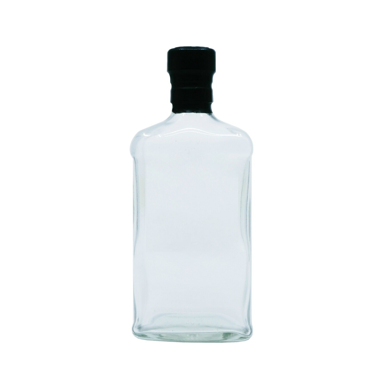 350ml, Rectangular Liquor Glass Bottle w/ Plastic Screw Cap & PVC Seal
